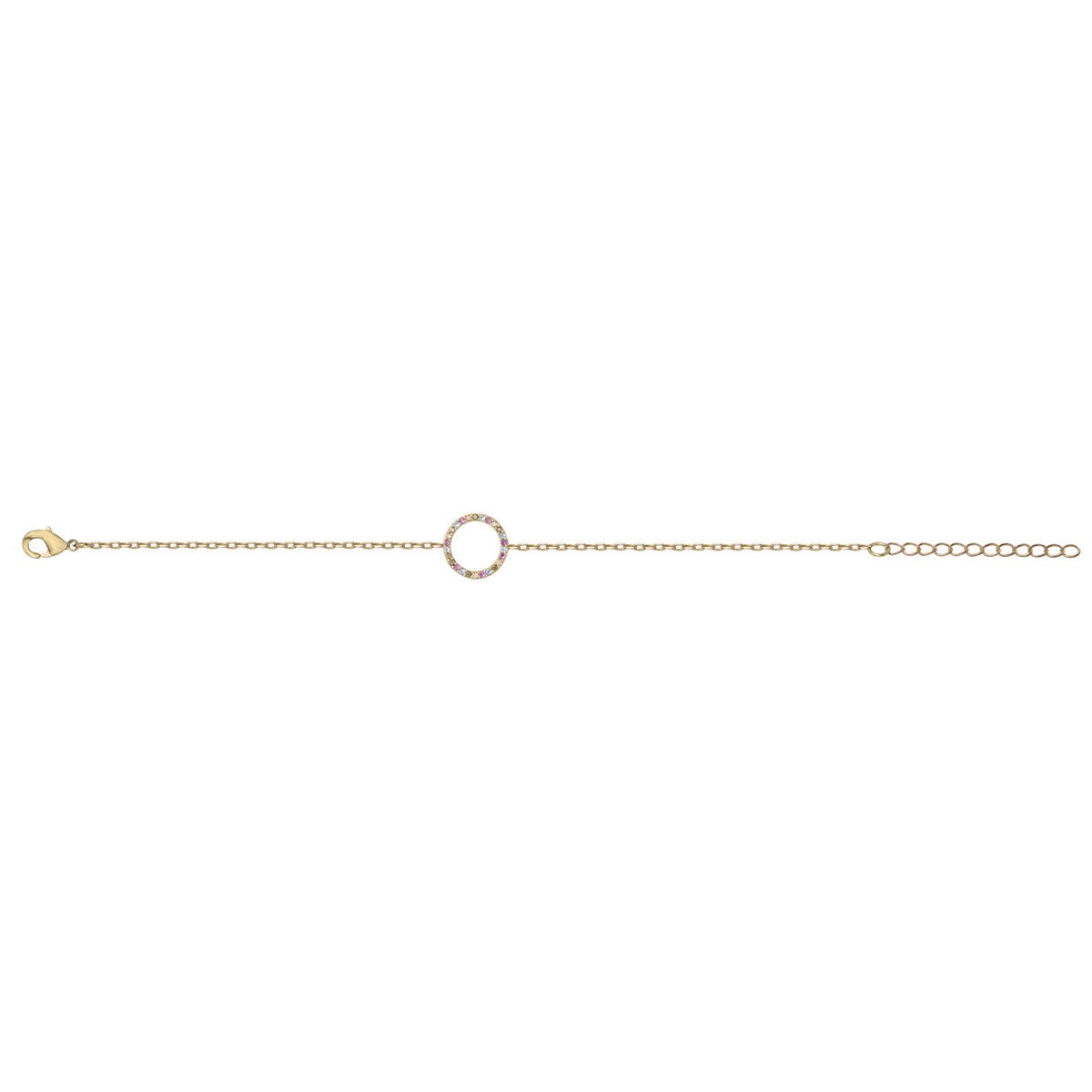 Bracelet souple mono-motif en Plaqué Or avec oxyde de zirconium multicolore