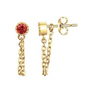 Boucles d'oreilles pendantes en Plaqué Or avec spinelle rouge rubis