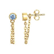 Boucles d'oreilles pendantes en Plaqué Or avec spinelle bleu topaze