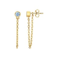 Boucles d'oreilles pendantes en Plaqué Or avec spinelle bleu topaze