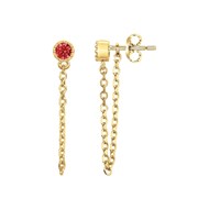 Boucles d'oreilles pendantes en Plaqué Or avec oxyde de zirconium rouge rubis