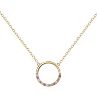 Collier mono-motif en Plaqué Or avec oxyde de zirconium multicolore
