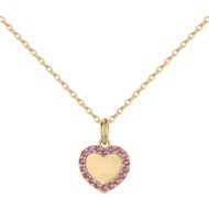 Collier mono-motif en Plaqué Or avec oxyde de zirconium rouge rubis