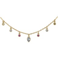 Collier multi-motifs en Plaqué Or avec oxyde de zirconium multicolore