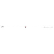 Bracelet souple mono-motif en Argent avec oxyde de zirconium rouge rubis
