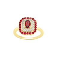 Bague en Plaqué Or avec oxyde de zirconium rouge rubis