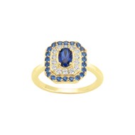 Bague en Plaqué Or avec oxyde de zirconium bleu saphir