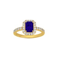 Bague en Plaqué Or avec oxyde de zirconium bleu saphir