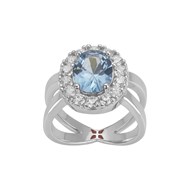 Bague Louise en Plaqué Or avec oxyde de zirconium bleu topaze