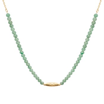 Collier suite de perles naturelles aventurine verte symbole géométrique Plaqué OR 750 3 microns