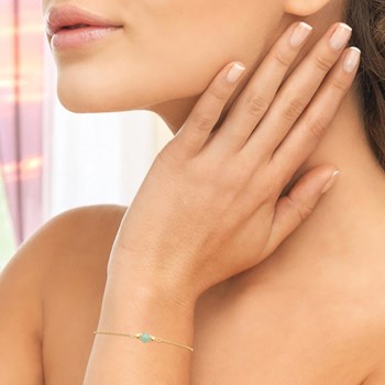 Bracelet perle naturelle d'aventurine verte Plaqué OR 750 3 microns