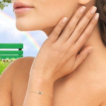 Bracelet perle naturelle labradorite Plaqué OR 750 3 microns