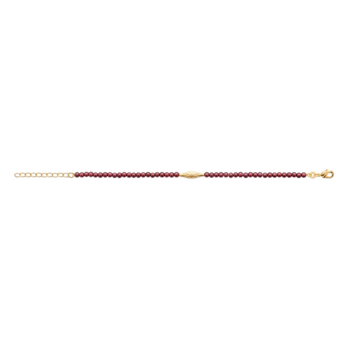 Bracelet suite de perles naturelles grenat symbole géométrique Plaqué OR 750 3 microns - vue 2
