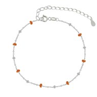 Bracelet Argent 925 Perles Émaillées et Perles Argent 925 - Petite Taille - Rouge Clair