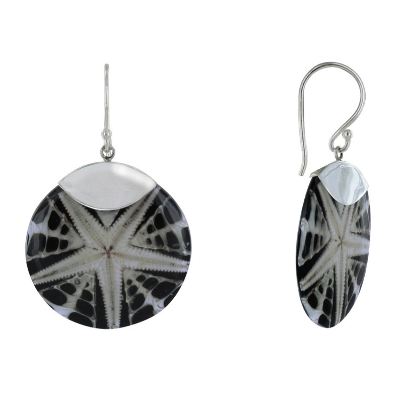 Boucles d'Oreilles Argent Disque Etoile de Mer