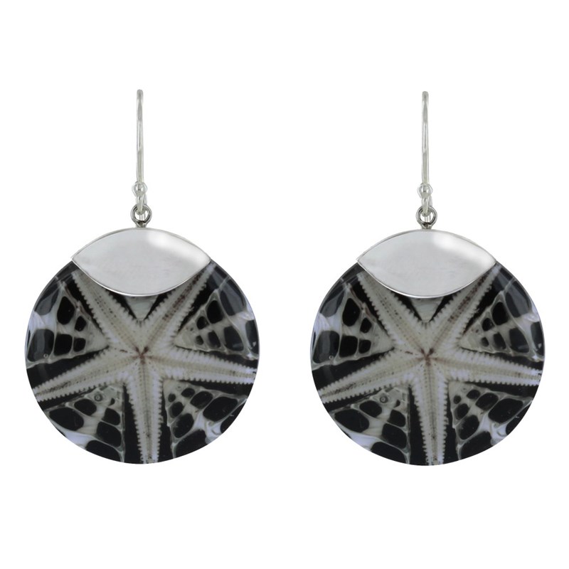 Boucles d'Oreilles Argent Disque Etoile de Mer - vue 2