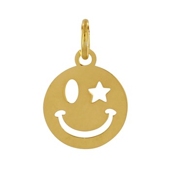 Pendentif Argent Doré Médaille Ronde Smiley