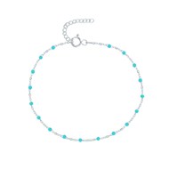 Bracelet de Cheville Argent 925 Perles Émaillées - Turquoise