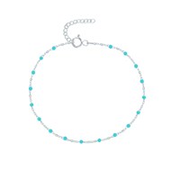 Bracelet de Cheville Argent Perles Émaillées - Turquoise