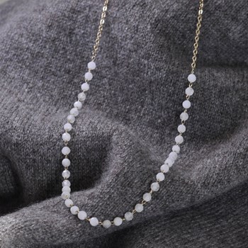 Vergulde ketting gefacetteerde maansteen kralen