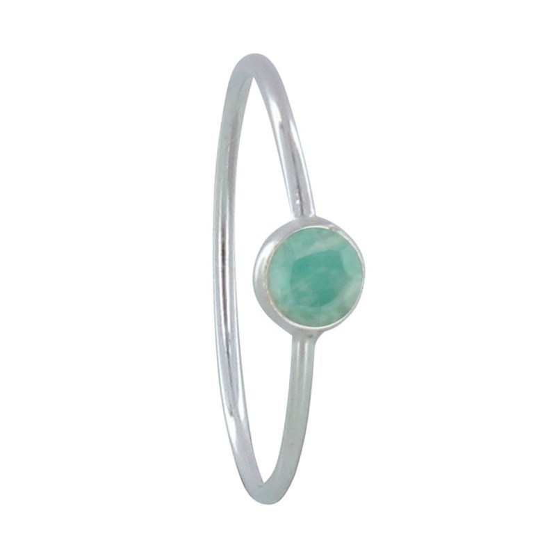 Bague Argent 925 Petit Rond Facetté d'Amazonite