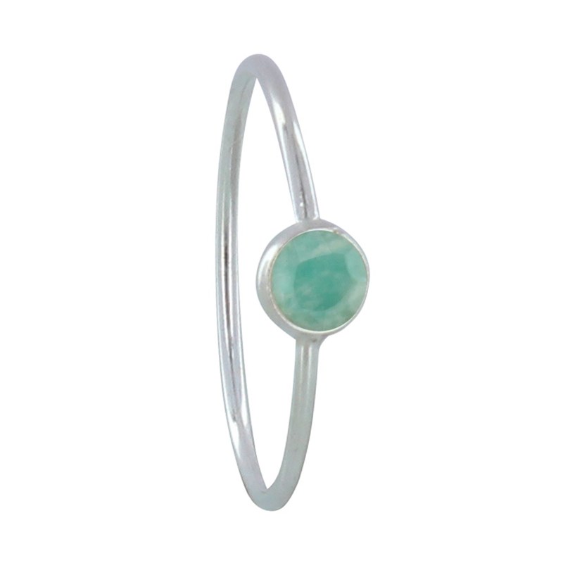 Bague Argent Petit Rond Facetté d'Amazonite