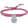 Bracelet Double Tour Lien Liberty et Médaille Vive la Liberté Argent 925 - Fuchsia - vue V1