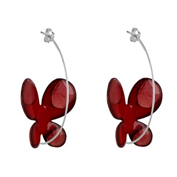 Red and Pink Enameled Butterfly Earrings