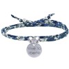 Bracelet Double Tour Lien Liberty et Médaille Vive la Liberté Argent - Bleu Navy - vue V1