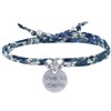Bracelet Double Tour Lien Liberty et Médaille Vive la Liberté Argent 925 - Bleu Navy - vue V1