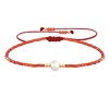 Bracelet Lien Perle d'Eau Douce Blanche et Petites Perles Brillantes - Rouge - vue V1