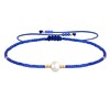 Bracelet Lien Perle d'Eau Douce Blanche et Petites Perles Brillantes - Bleu - vue V1