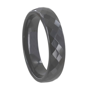 Bague Anneau Large d'Hématite Facettée - 6mm