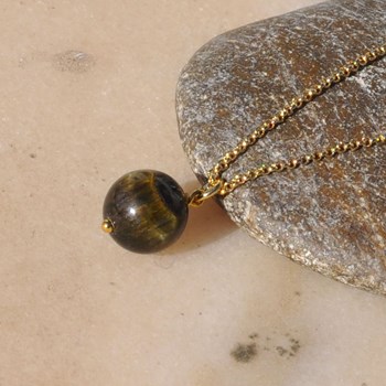 Vergulde Tijgeroog Parel Hanger Ketting