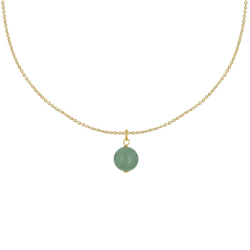 Collier Plaqué Or Pendentif Perle d'Aventurine