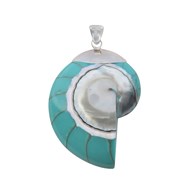 Pendentif Argent 925 Nautile Coquillage et Résine