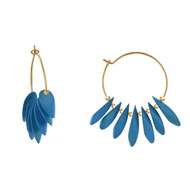 Boucles d'Oreilles Créoles en Acier Pétales en Bois