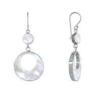 Boucles d'Oreilles Argent Petite Pastille et Pastille Ajourée de Nacre