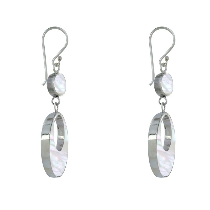 Boucles d'Oreilles Argent Petite Pastille et Pastille Ajourée de Nacre - vue 3