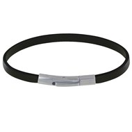 Bracelet Homme Cuir Simple Fermoir Acier Inoxydable - 19cm - Noir