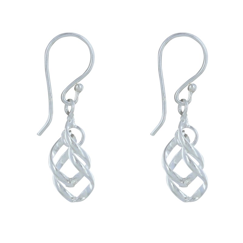 Boucles d'Oreilles Argent Losanges Entrelacés - vue 3