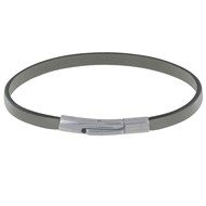 Bracelet Homme Cuir Simple Fermoir Acier Inoxydable - 19cm - Gris