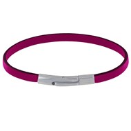Bracelet Homme Cuir Simple Fermoir Acier Inoxydable - 19cm - Fuchsia
