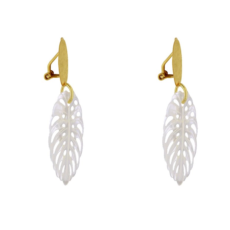 Les Poulettes Bijoux – Orecchini Clip In Argento 925 Con Cerchio E Madreperla, Confezione Regalo, Made In Europe