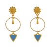 Boucles d'Oreilles Laiton Doré Cercle Goutte et Triangle Émaillé - vue V2