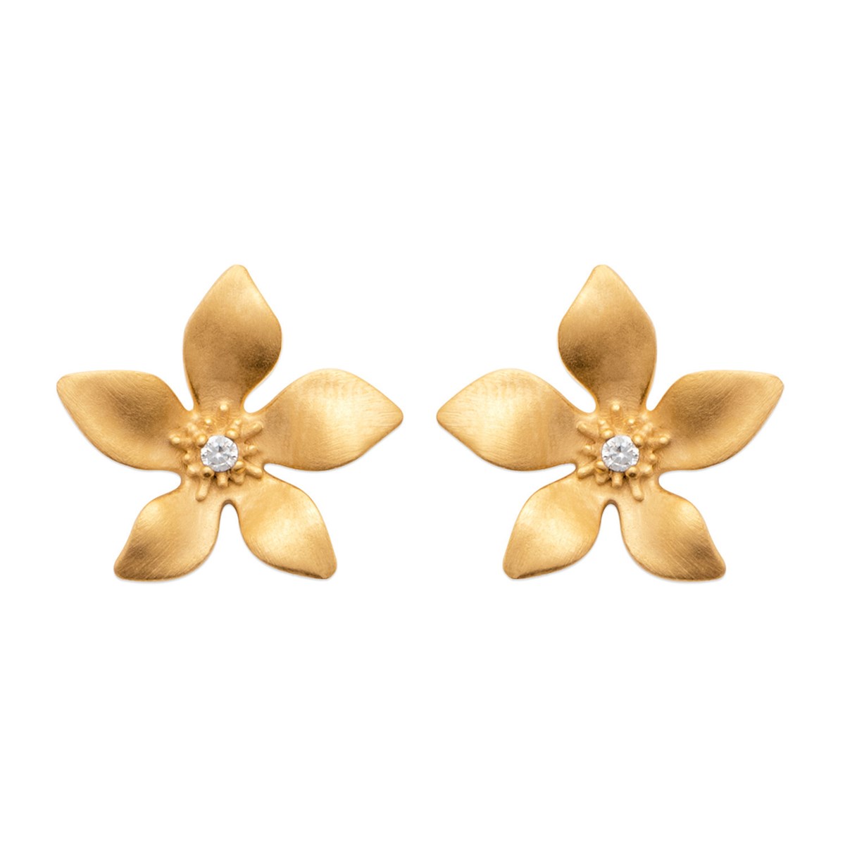 Boucles d'oreilles Brillaxis fleur oxyde zirconium