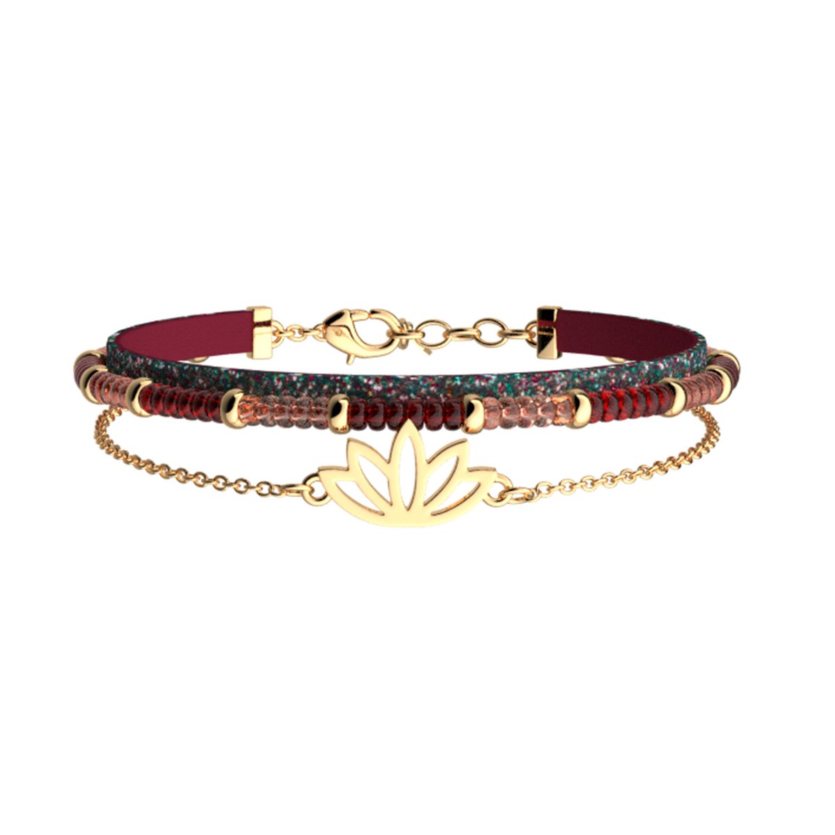 Bracelet Les Cadettes Lotus
framboise soft / pailletes multicolores - vue 2