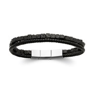 Bracelet homme Brillaxis cuir noir pierre de lave
21 cm