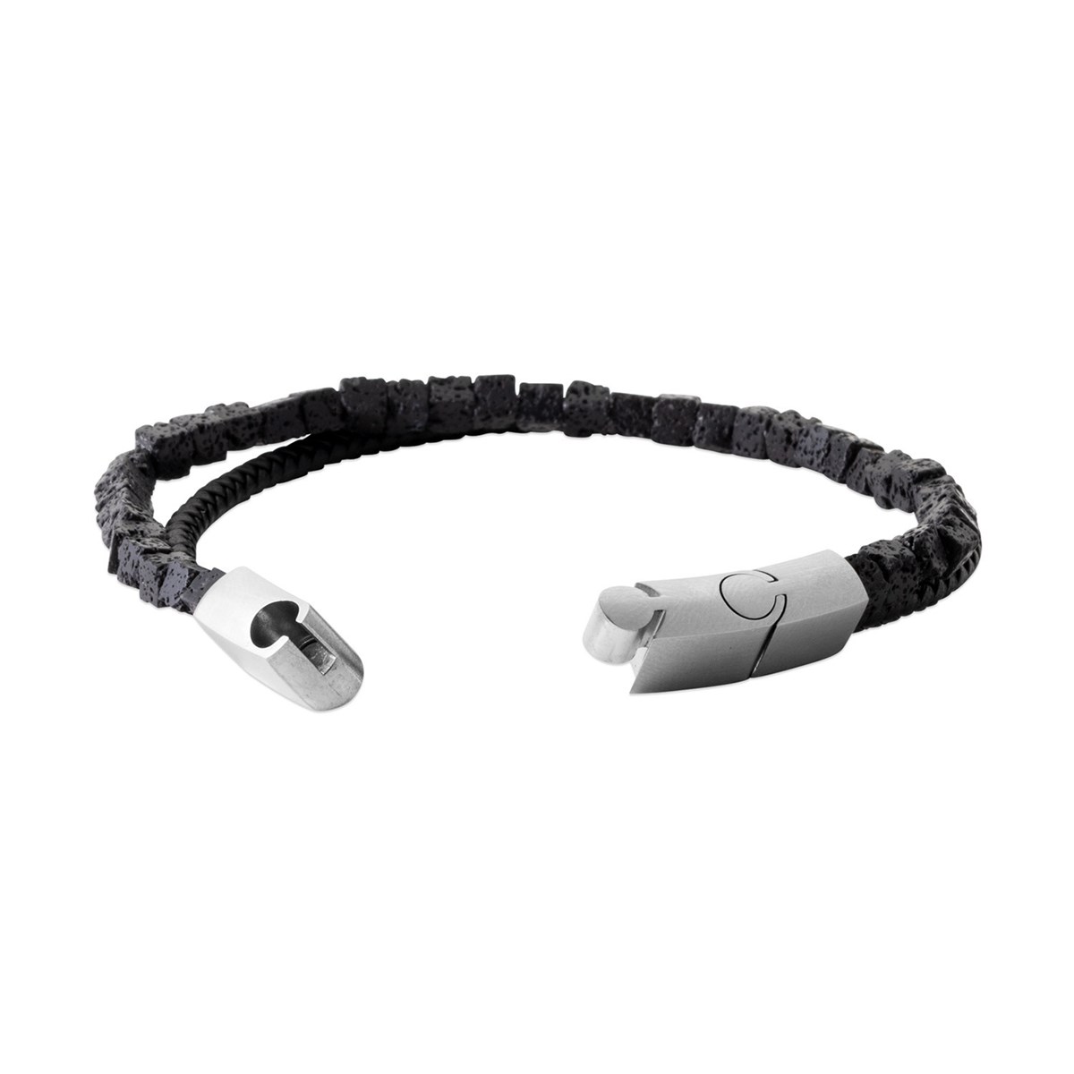 Bracelet homme Brillaxis cuir noir pierre de lave
21 cm - vue 4