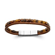 Bracelet homme Brillaxis cuir marron oeil de tigre
21 cm